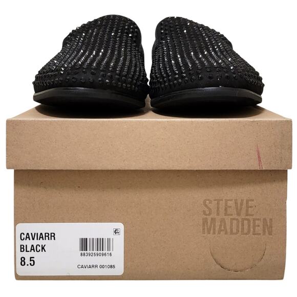 Steve Madden Men Caviarr Slip On Smoking Loafers Size US 8.5M Black Rhinestones main image 4